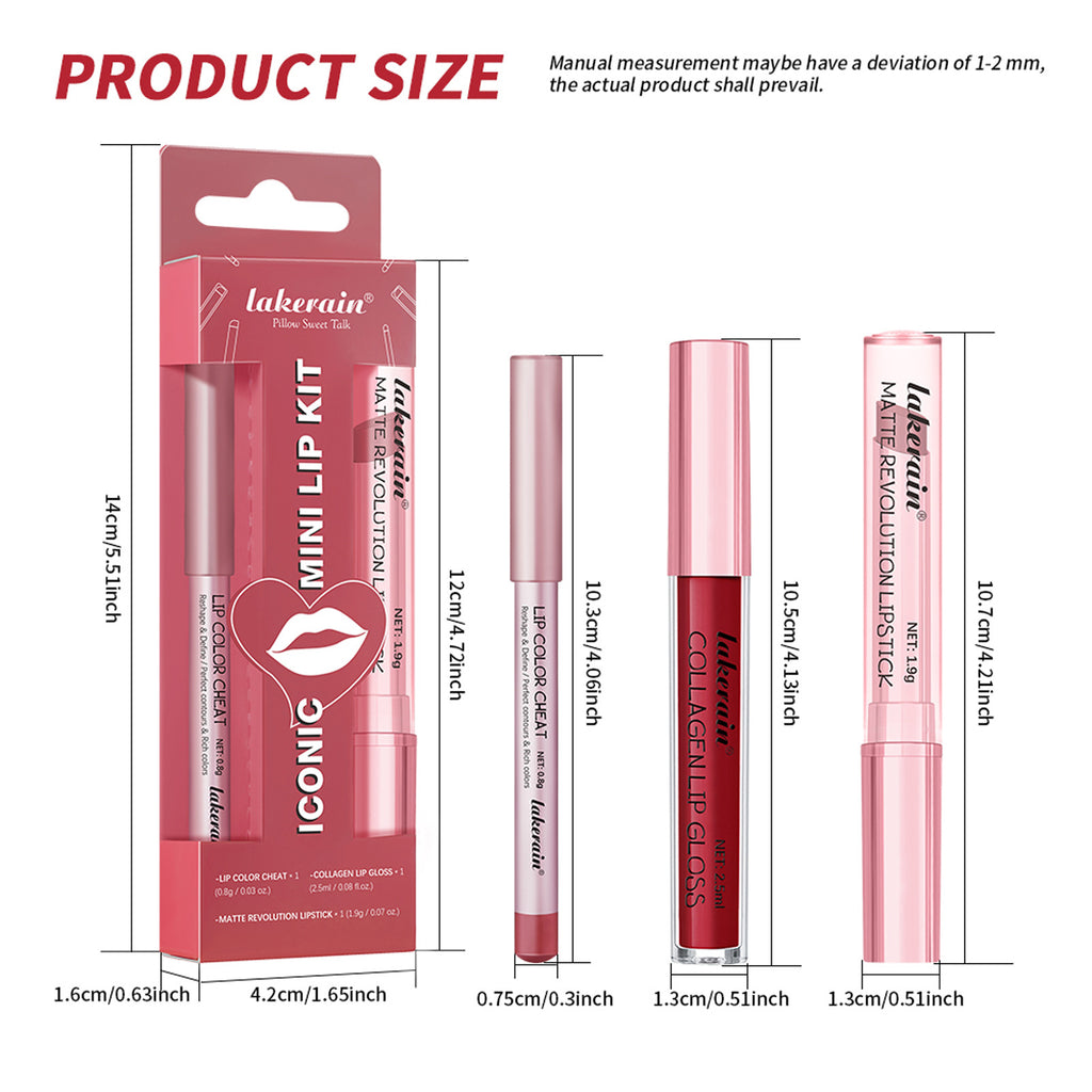 Lakerain Three Lip Gloss Suit Lasting Waterproof Colorfast