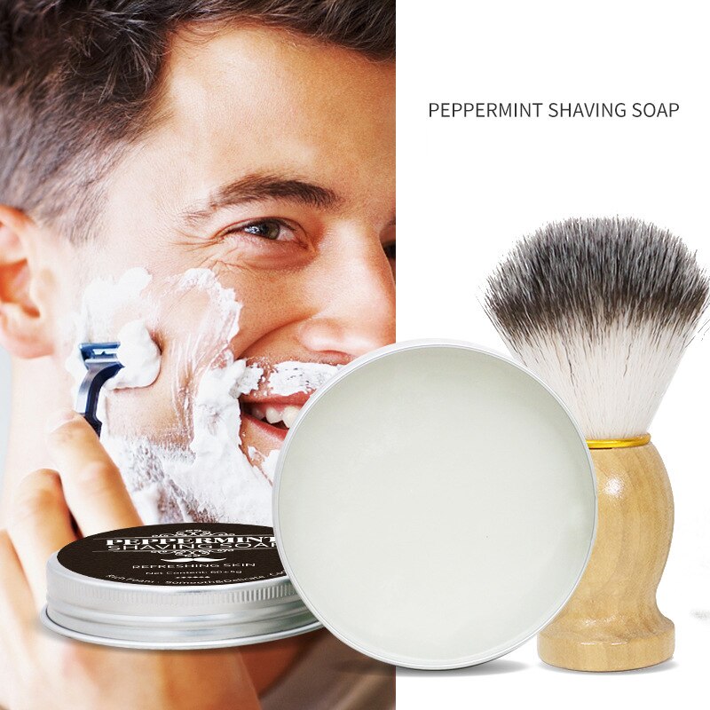 Peppermint Mint Scented Men's Shaving Soap Shaving Cream Aluminum Boxed Foam Rich Gentle Handmade Shave Soap Shave Beard Cream