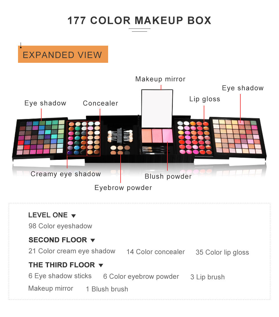 Cross-border Makeup 177 Color Eye Shadow Blush Lip Gloss Nourishing Multifunctional Set Face
