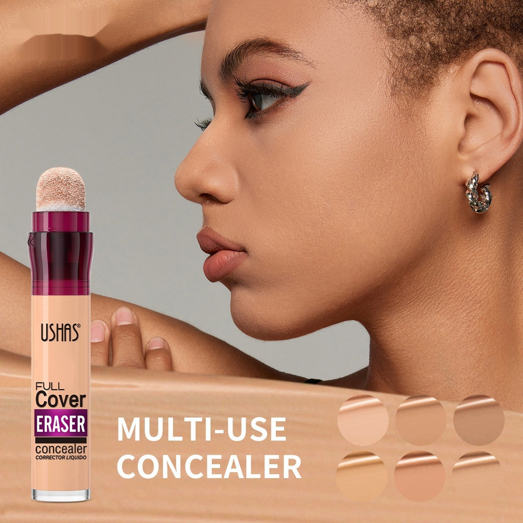 Ushas 12 Colors Sponge Head Liquid Foundation Makeup Liquid Concealer Long Lasting Smear-proof Makeup Waterproof Concealer