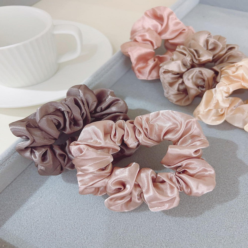 Cross-border Fashion Large Intestine Hair Ring 12 Pack Khaki Series Size Mixed High Elasticity Hundred
