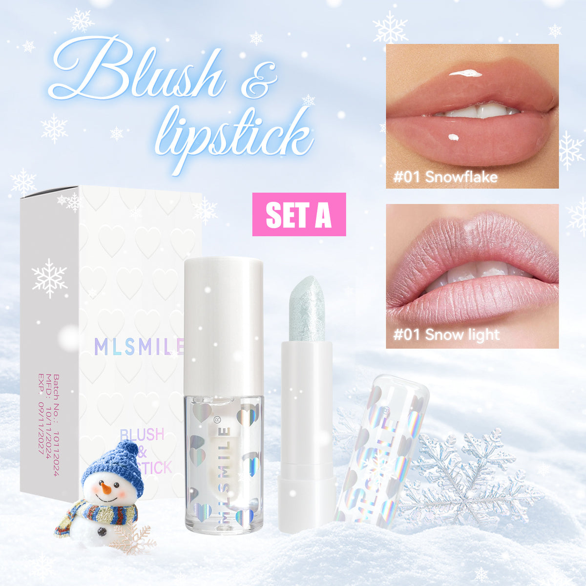 MLSmile Pearlescent Lipstick Lip Glaze Double Package Suit