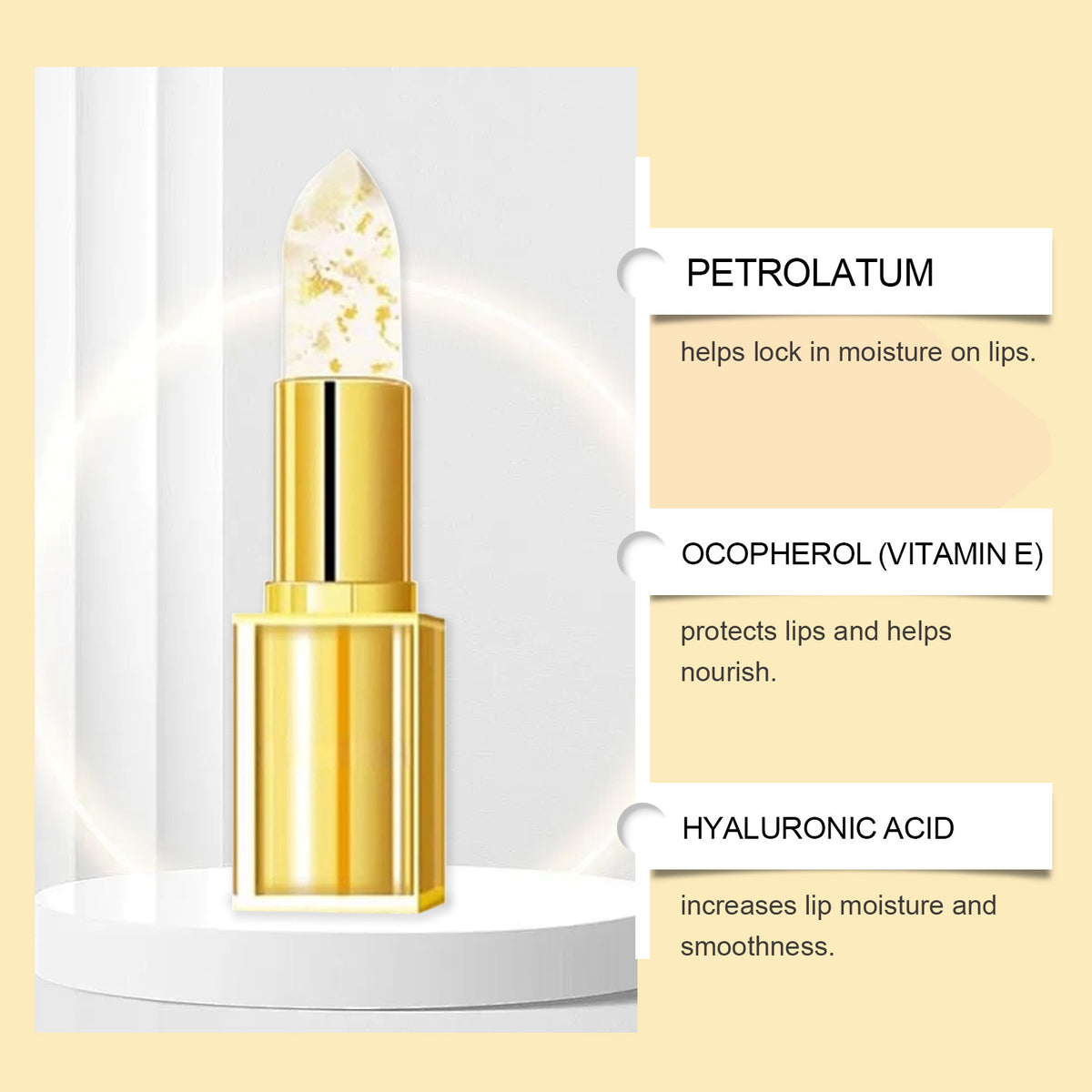 Jaysuing Gold Foil Discoloration Nourishing Lipstick Gentle Nourishing