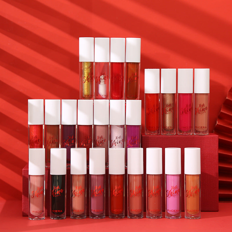 Phoera Solid Jelly Lipstick Crystal Lip Balm Water Wave Mirror Lip Gloss Long Lasting Moisturizing Lip Glaze Lip Care Makeup