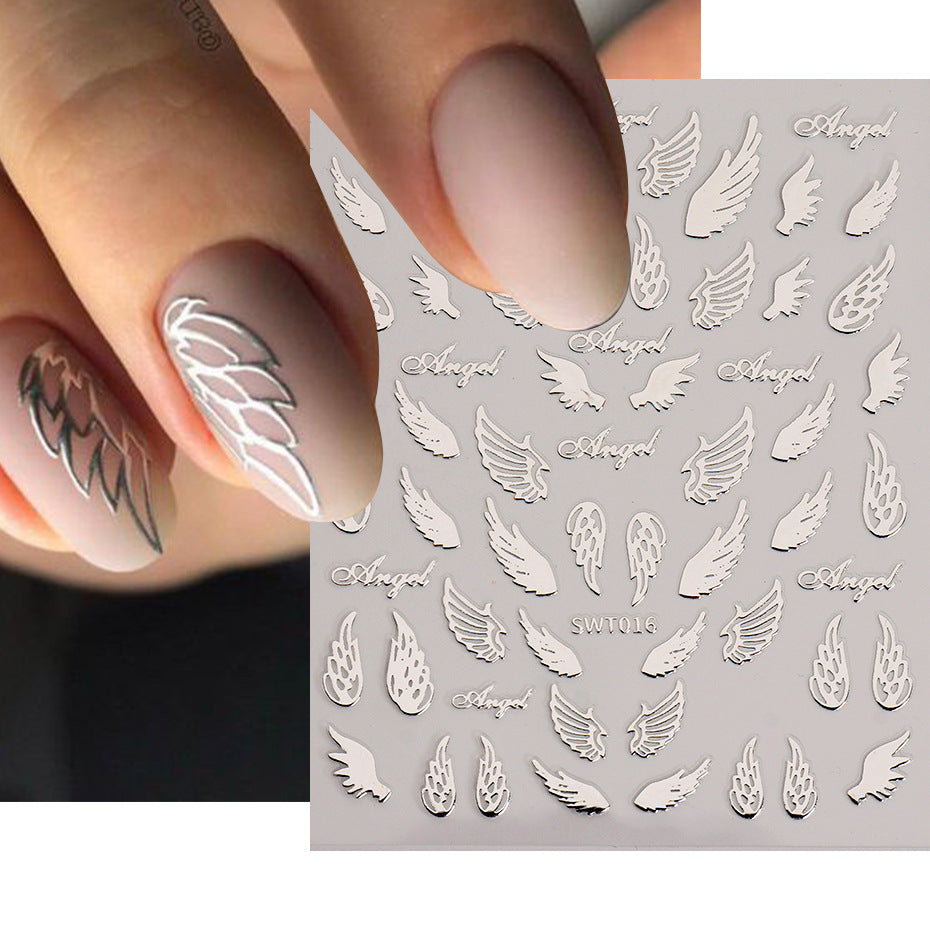 Silver Stamping Nail Sticker Wind Star Moon Heart-shape Lock Necklace