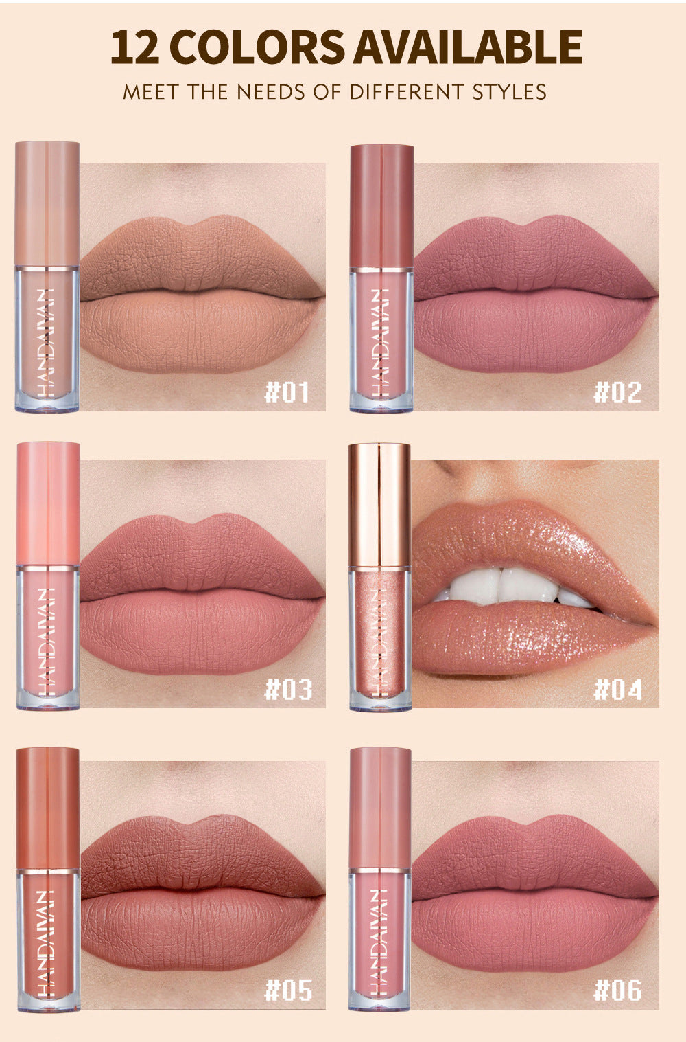 Handaiyan 12 Color Book Lip Gloss Liquid Lipstick Authentic Suit