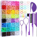 32 Colors Small Hair Rubber Bands With 16 Hair Styling Tools, 2000 Pcs Elastic Girl Baby Hair Ties Mini Hair Bands With Hair Elastic Cutter Hair Accessories Xmas Stuff For Girls Baby Toddlers Kids