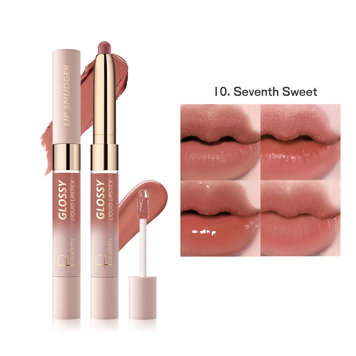 Pudaier 10-color Double-headed Lipstick Lip Gloss Matte Finish