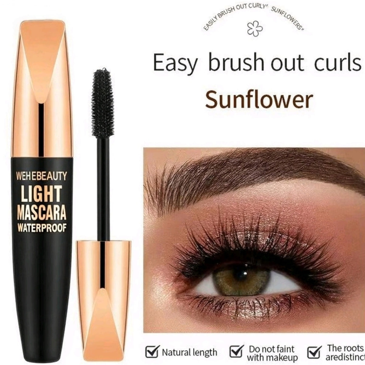 WEHEBEAUTY Mascara Plump Curly Long Thick Waterproof Not Smudge Lasting