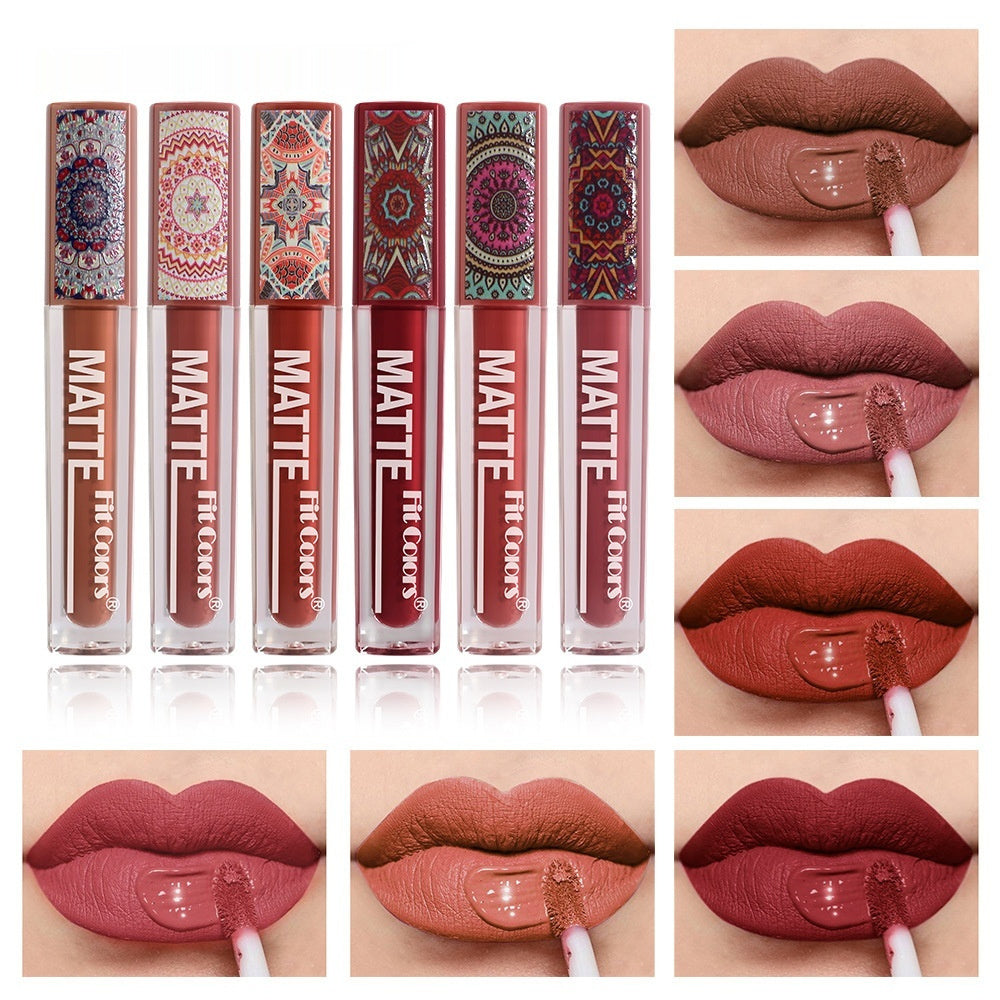 Fit Colors Bohemian Style Lip Lacquer Matte No Stain On Cup Kaleidoscope Lip Gloss Velvet Lipstick