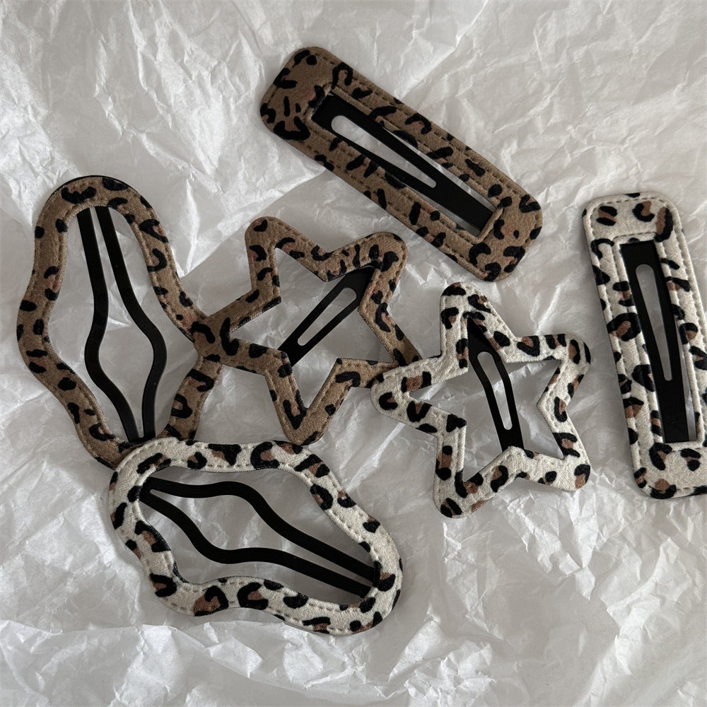 Leopard Print Hollow Out BB Clip Clouds Pentagram Hairpin