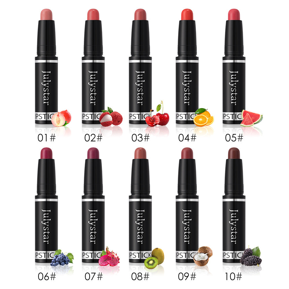 Julystar Matte Finish Makeup Lipstick Rotating Velvet Lasting No Stain On Cup