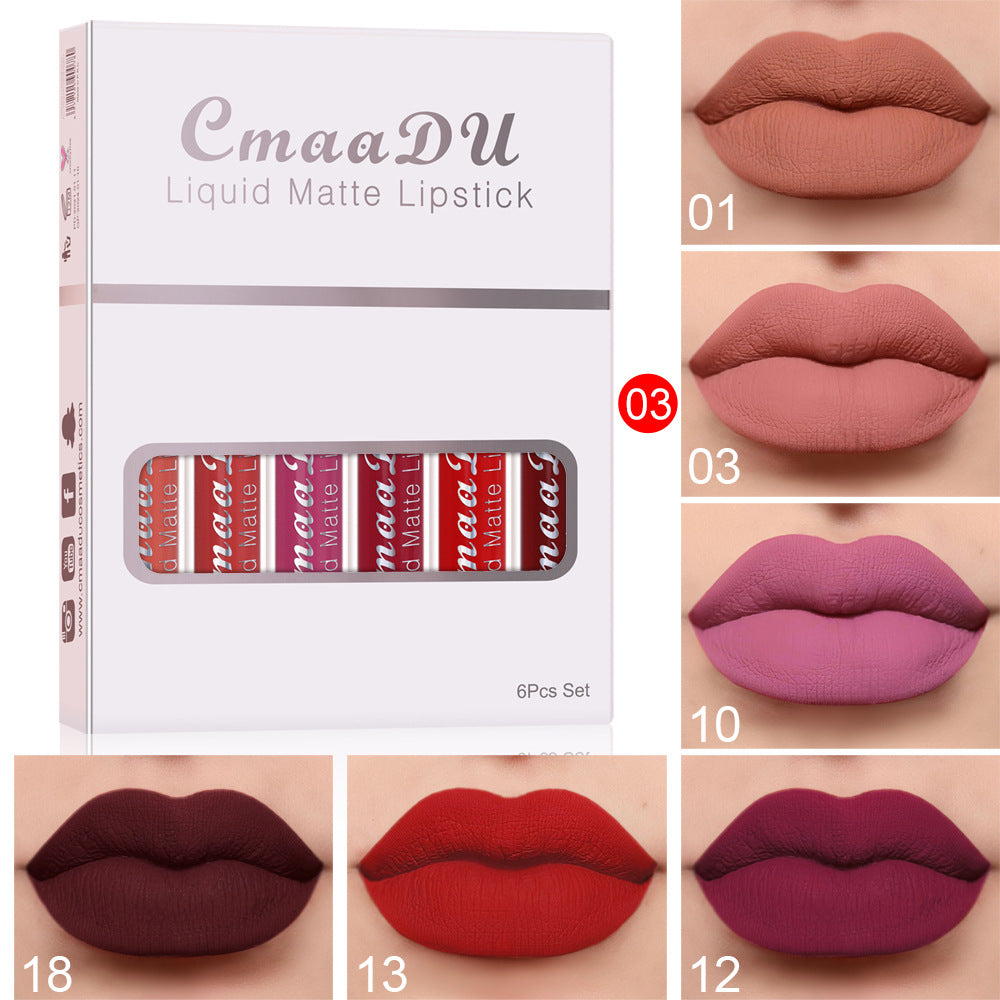 CmaaDu 6pcs Matte Non-Stick Lip Gloss
