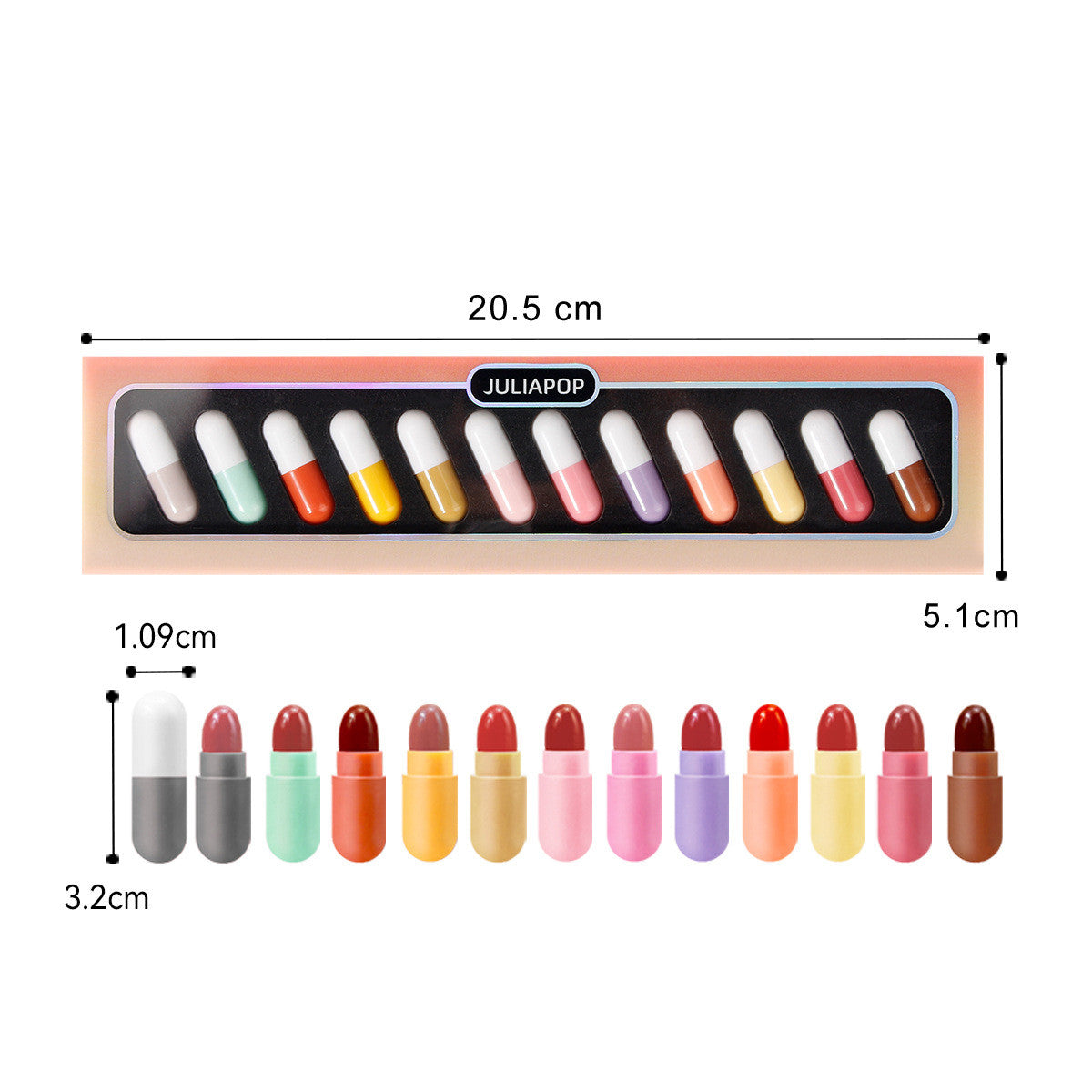 JuliaPop 12 Color Mini Capsule Lipstick Set