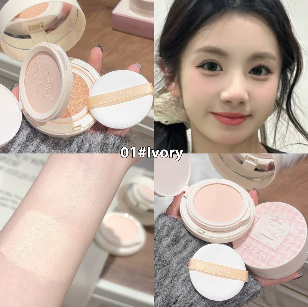 Gege Bear Two-in-one Powder Cushion Foundation Moisturizing And Clear Natural Non-stuck Powder Makeup Brightening Finishing Concealer