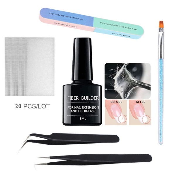 Fiber Builder 20 Units Silk fiberglass for nail extension UV non-woven silk shape DIY French acrylic fiber building gel manicure accessory