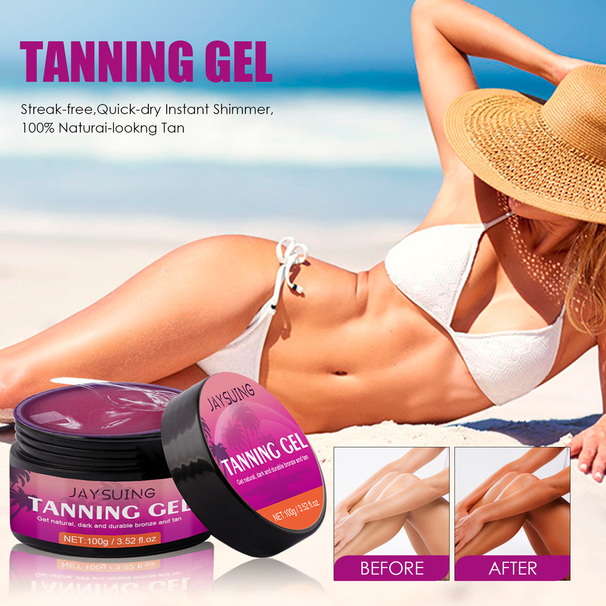 Jaysuing Tanning Gel Body Self-tanning Tanning Cream Bronze