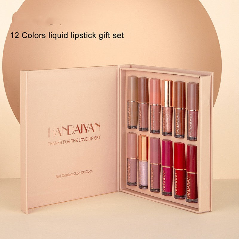 Handaiyan 12 Color Book Lip Gloss Liquid Lipstick Authentic Suit