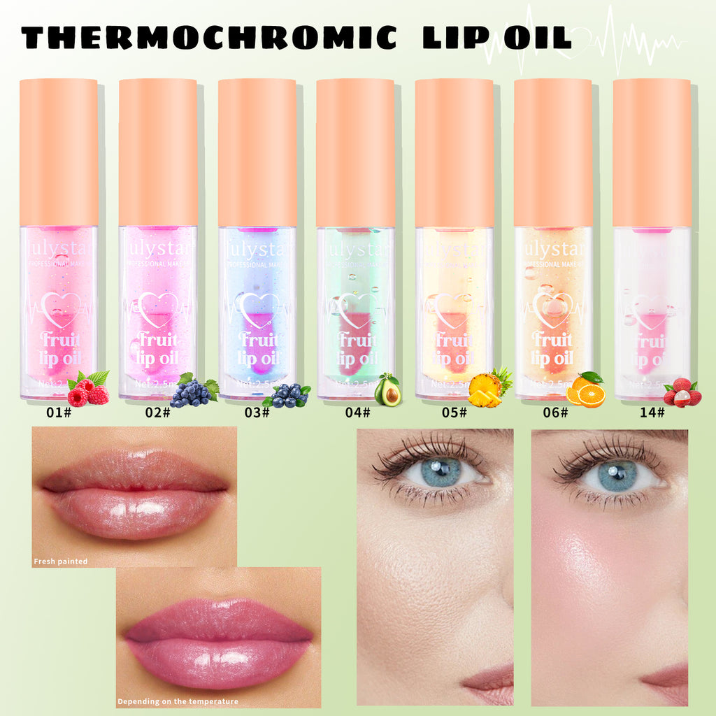 Julystar 20 Colors Fruit Lip Lacquer Water Light Transparent Moisturizing
