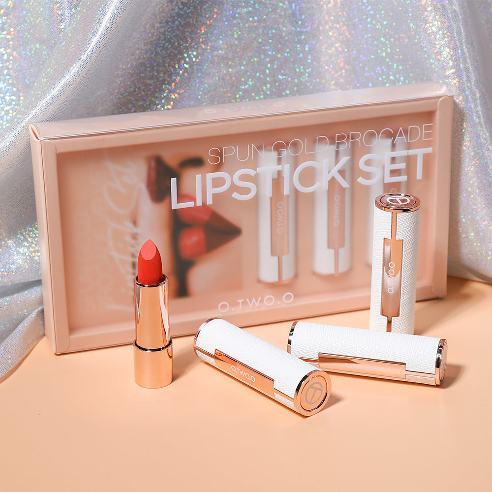 O.TWO.O Gold Silk Brocade Velvet Lipstick Set Combination