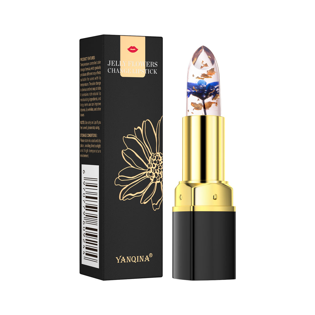 Yanqina Petal Flower Color Changing No Stain On Cup Temperature Change Lipstick Three-color Jelly Lipstick