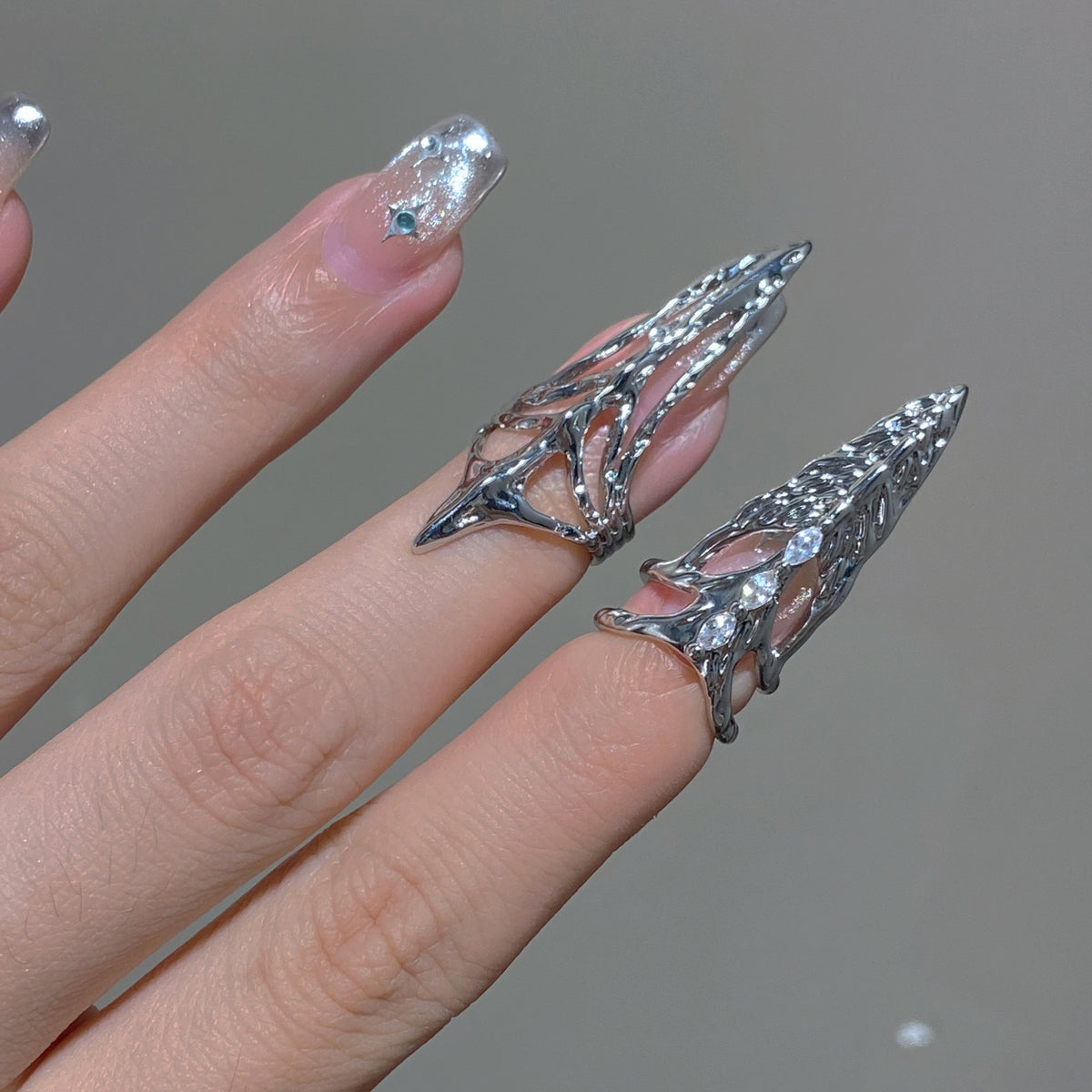 Micro Inlaid Zircon Nail Ring Personality