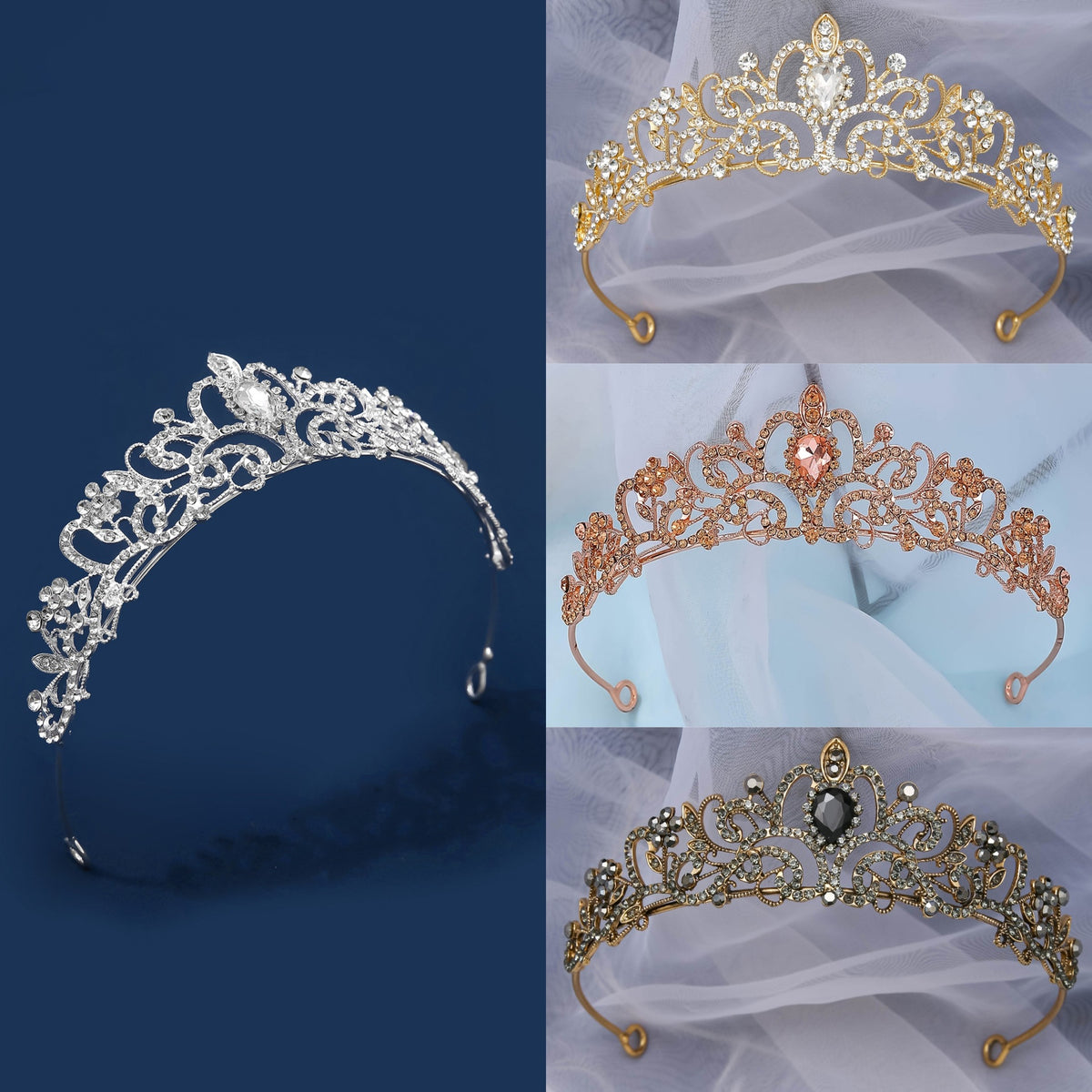 Electroplated Alloy Women's Semicircle Crown With Diamond