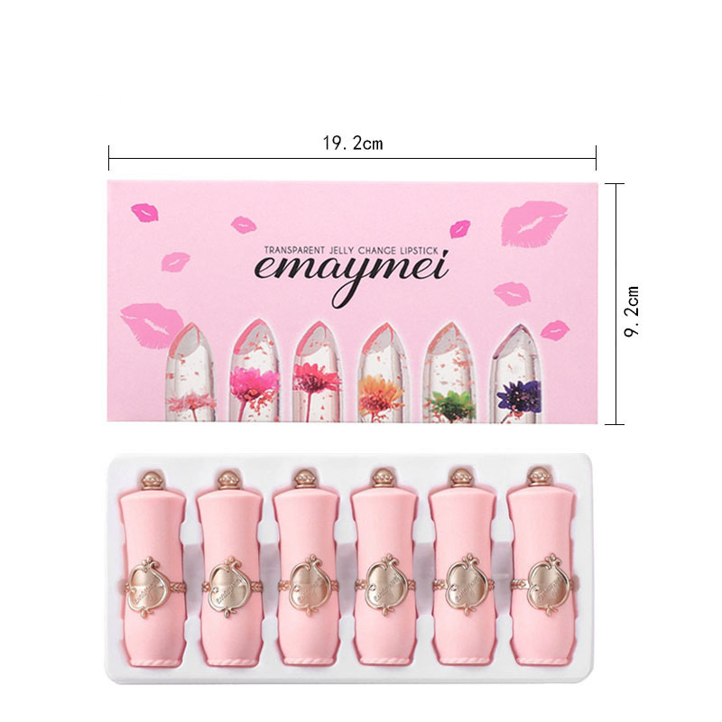 Emaymei Jelly Flower Lipstick Color Changing Lip Gloss Moistening Temperature Crystal Pomade Transparent Lip Color Balm Makeup Cosm