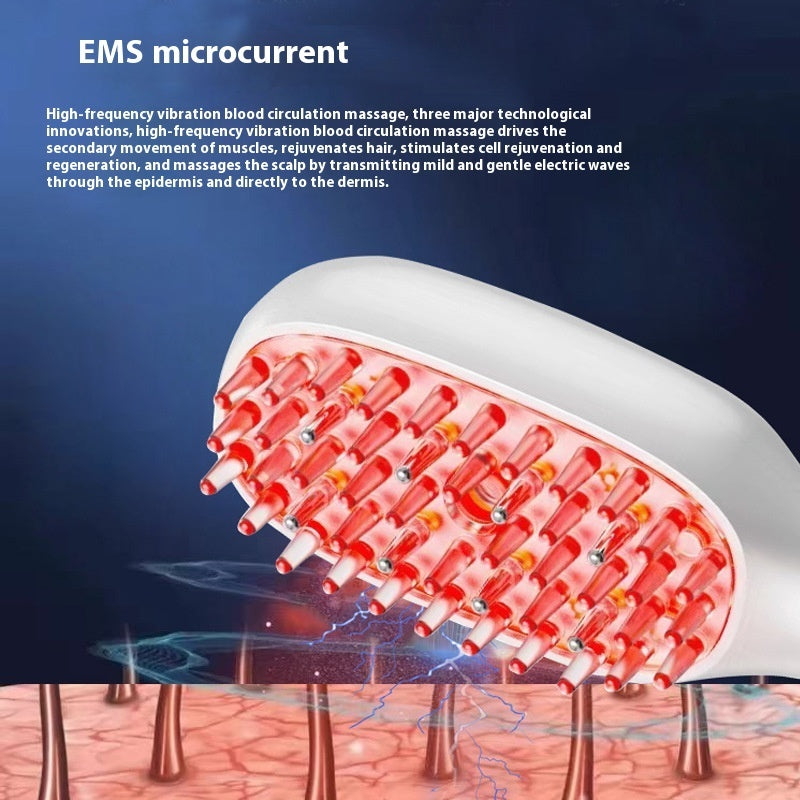 EMS Red Blue Light Physiotherapy Instrument Anti-off Hair Growth Device Electric Massage Comb Spray Comb
