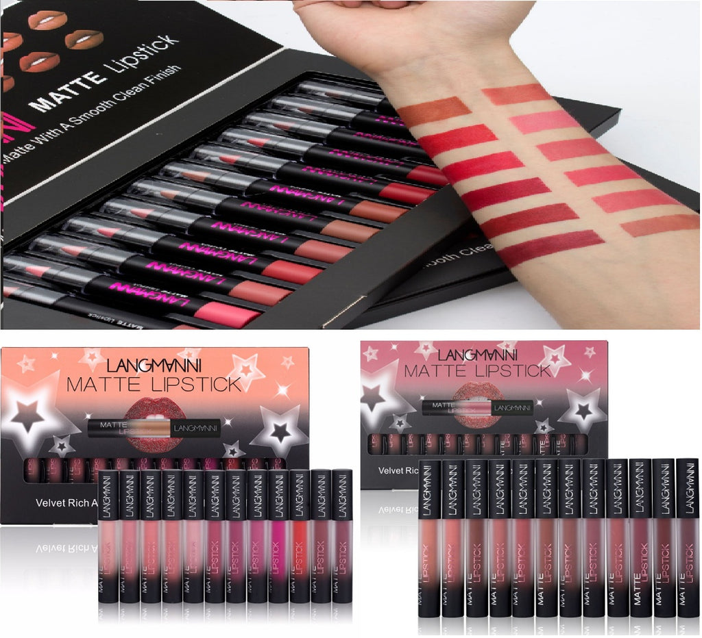 Langmanni Matte Lipstick Waterproof Long-lasting Velvet Lipstick Set