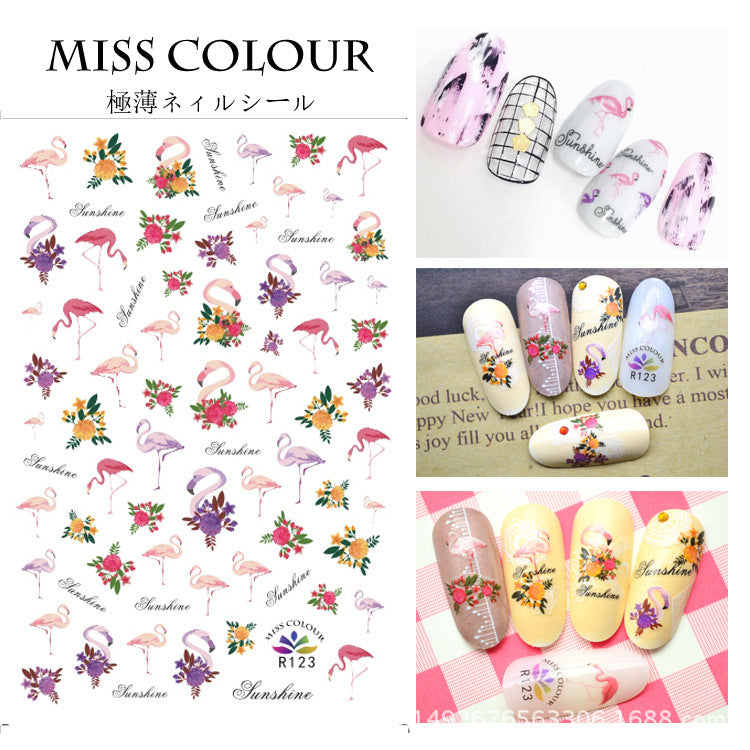 Misscolour Foreign trade of ultra-thin tropical bird animal Manicure gummed stickers nail stickers Manicure adornment R117-124 explosion models