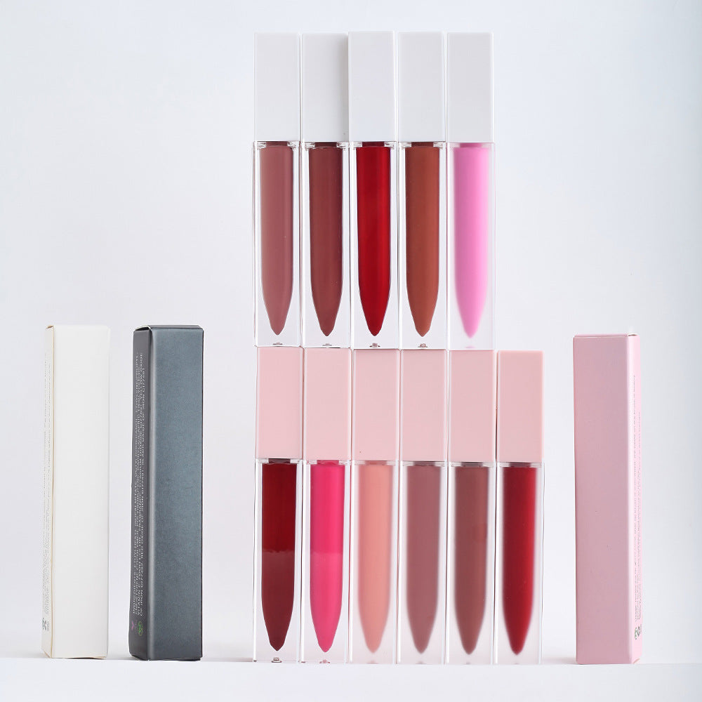 Your Logo Lip Honey Matte Lipstick Glossy Clear Frosted Square Tube
