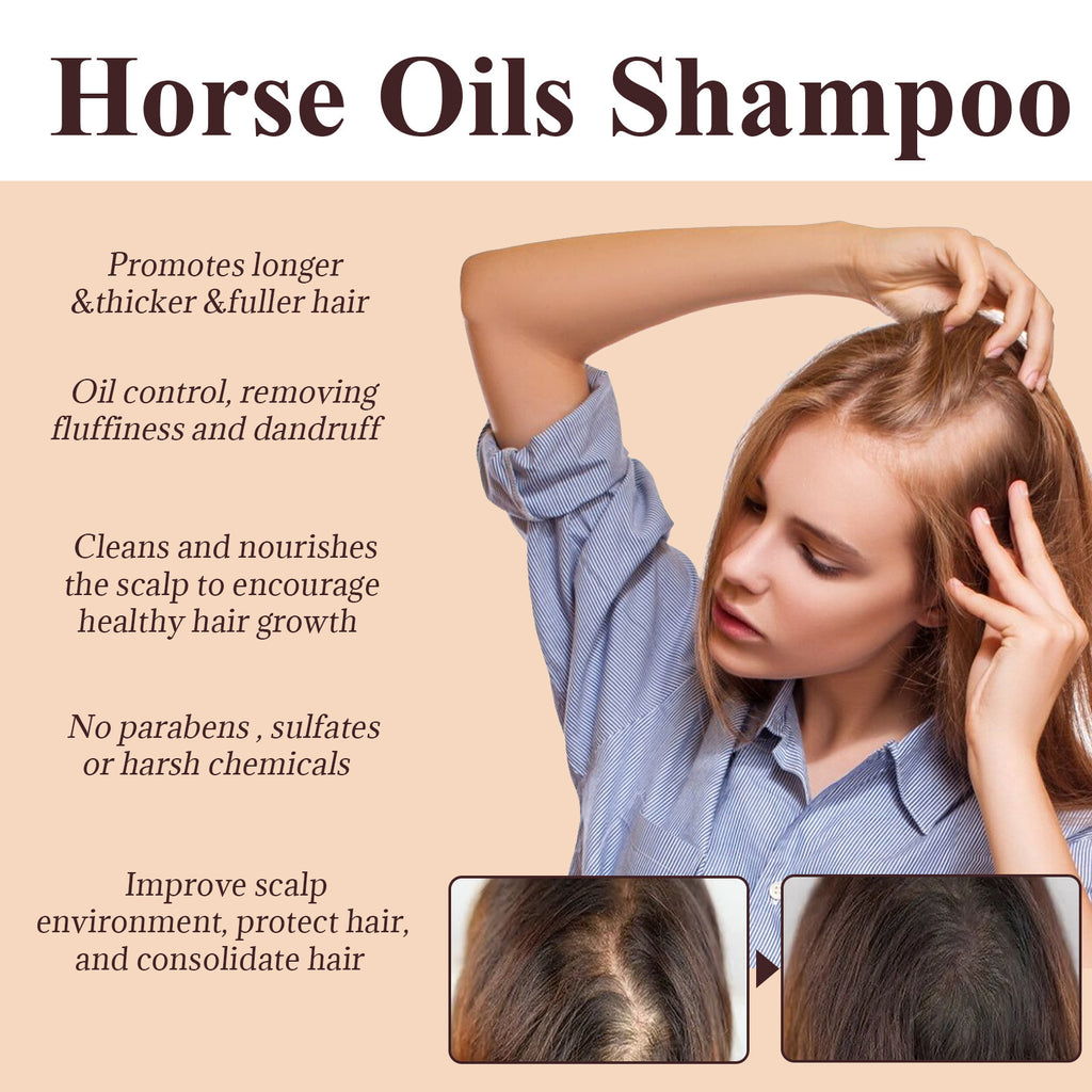 Eelhoe Horse Oil Shampoo Deep Cleansing Scalp Dandruff Oil Control Fluffy Moisturizing Hair Care