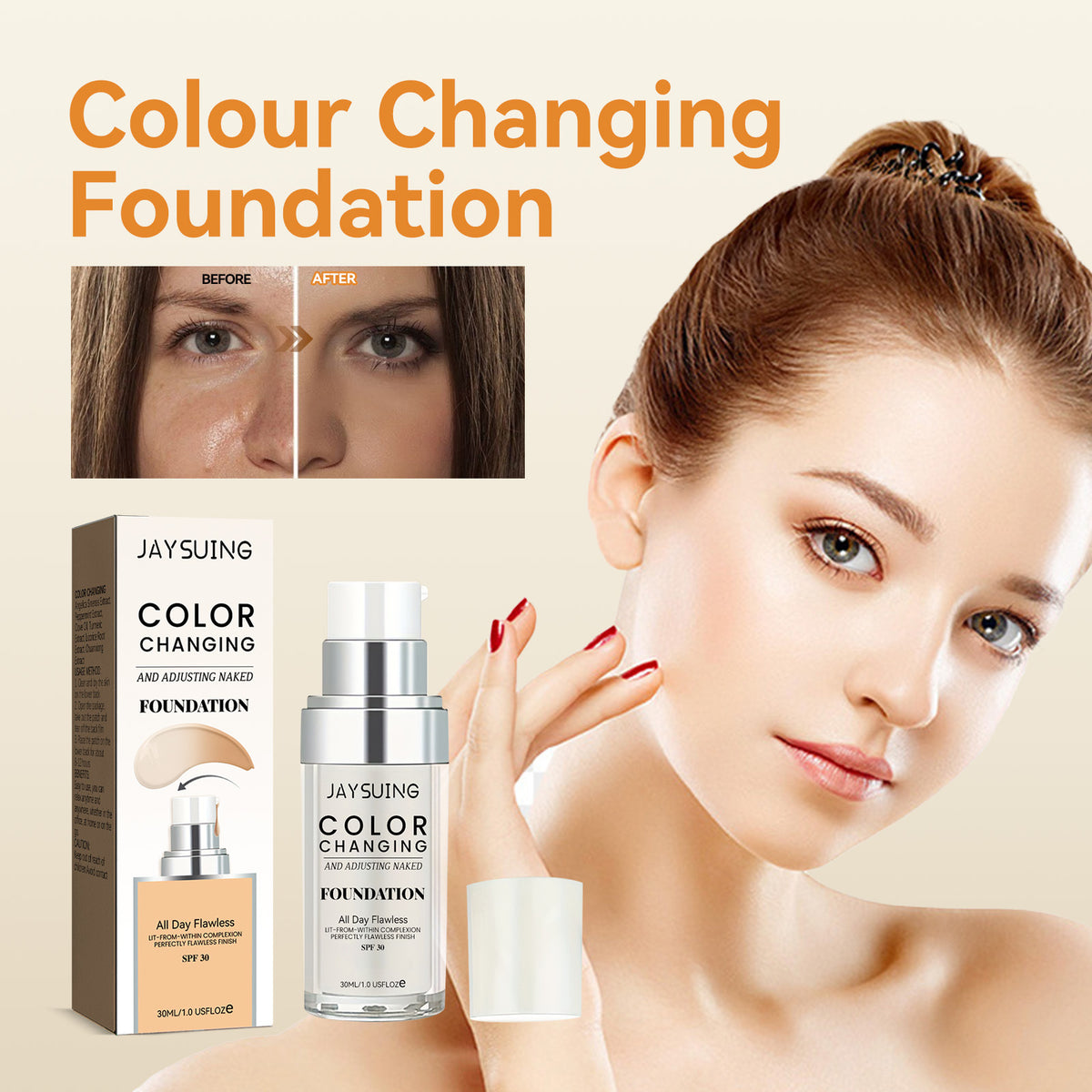 Jaysuing Concealer Oil Control Liquid Foundation Light Bottom