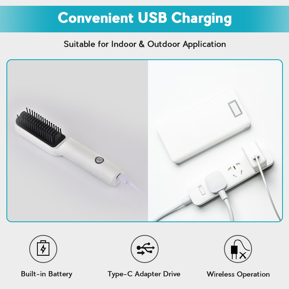 Cordless Curling And Straightening Comb For Barbershop