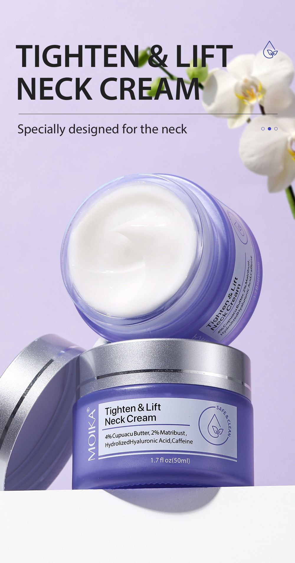 Moika Neck Wrinkle Removal Cream Tightening Firming Fade Fine Lines Anti-Aging Necklines Lifting Shaping Beauty Neck Cream