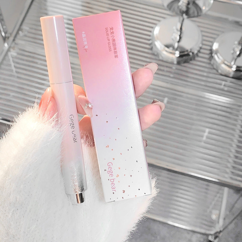 Gege Bear Solid Lip Gloss Water Light Mirror Press Lipstick