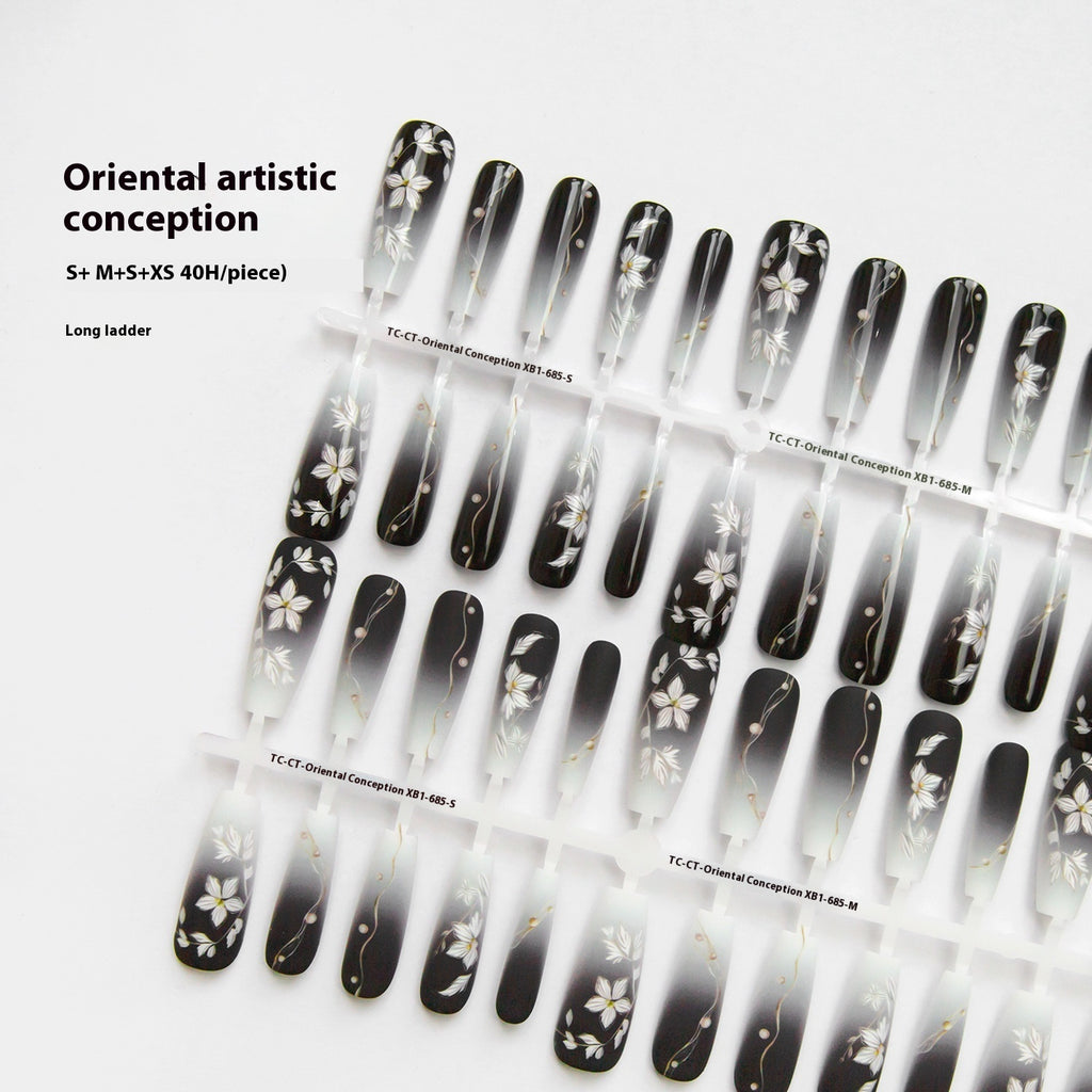 Press On Nails New Chinese Ancient Style Flower New Year Dark Prefabricated Nail Tip Wear Armor