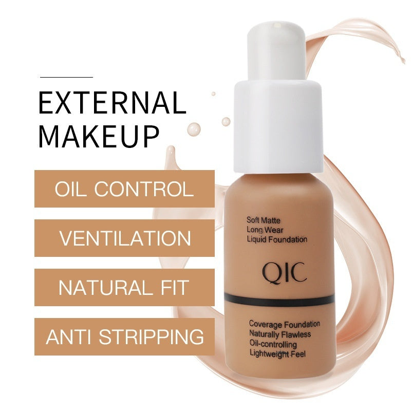 QIC Concealer Smear-proof Makeup Waterproof Invisible Pore Liquid Foundation