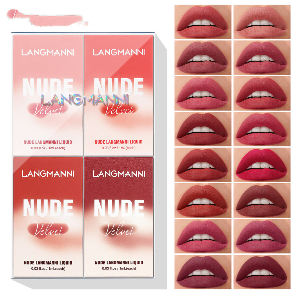 Langmanni 16 Lip Gloss Set Matte Matte Velvet Four-box