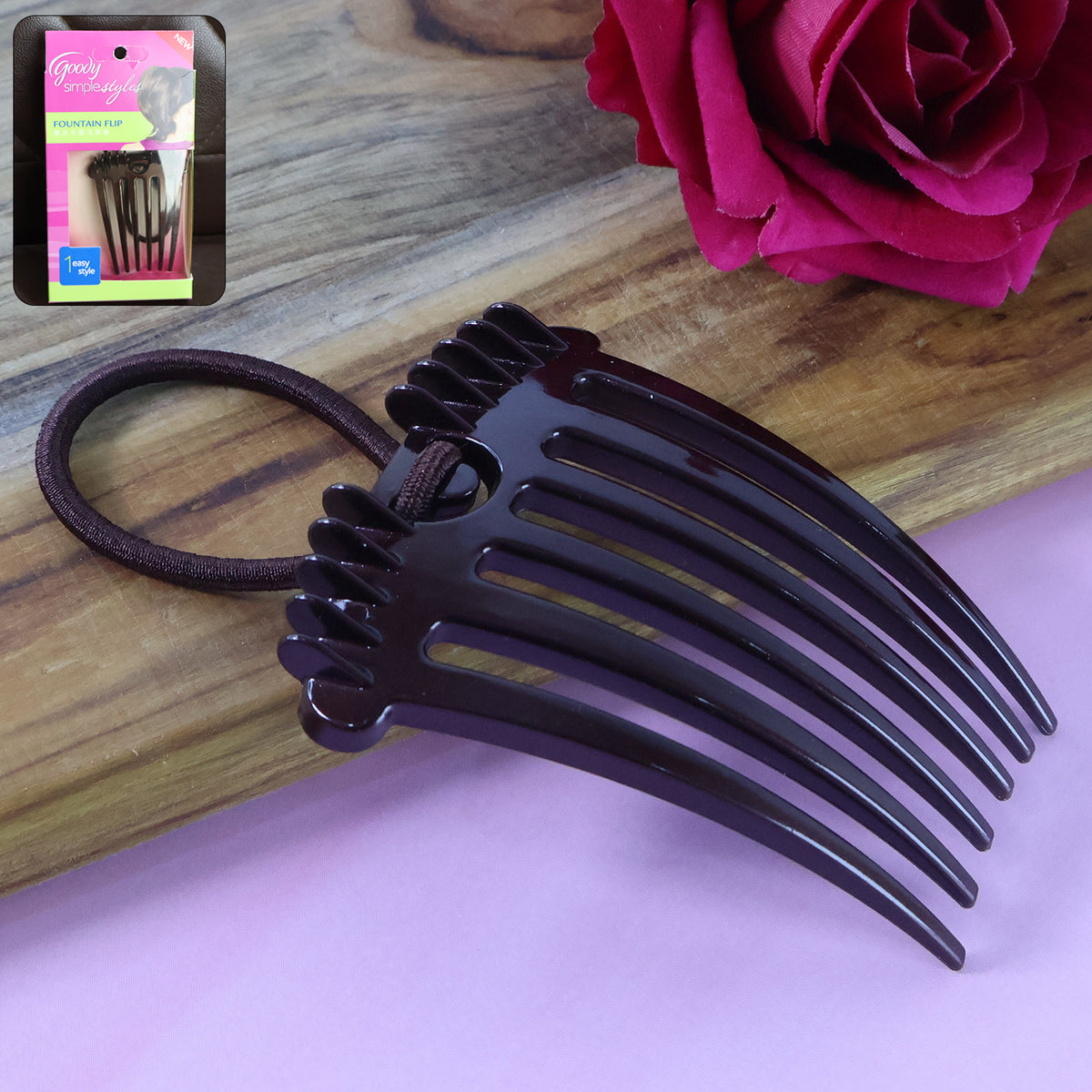 Ponytail Comb With Elastic Loop - (1 Pc)