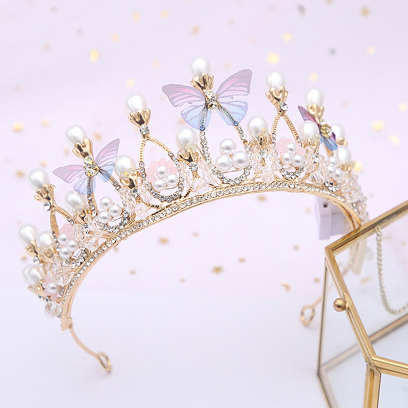 Crown Butterfly Princess Crown Hair Accessories Headband Children's Headdress With Diamonds