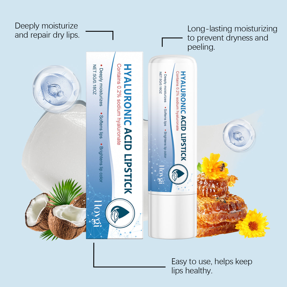 Hoygi Hyaluronic Acid Lipstick Care Gloss Moisturizing