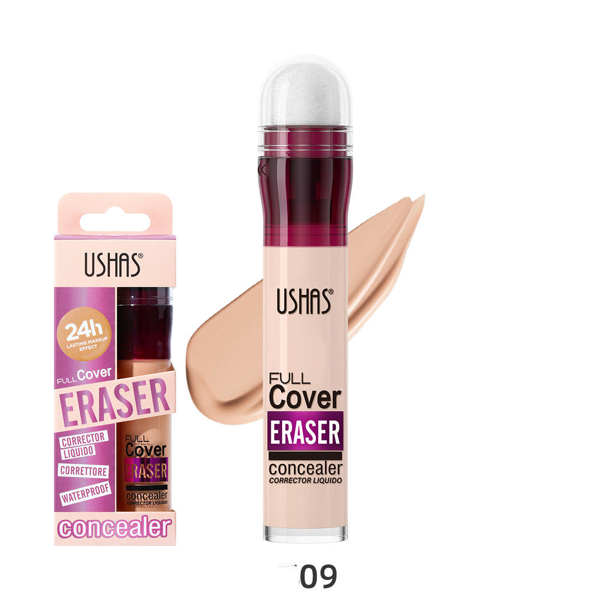 Ushas 12 Colors Sponge Head Liquid Foundation Makeup Liquid Concealer Long Lasting Smear-proof Makeup Waterproof Concealer