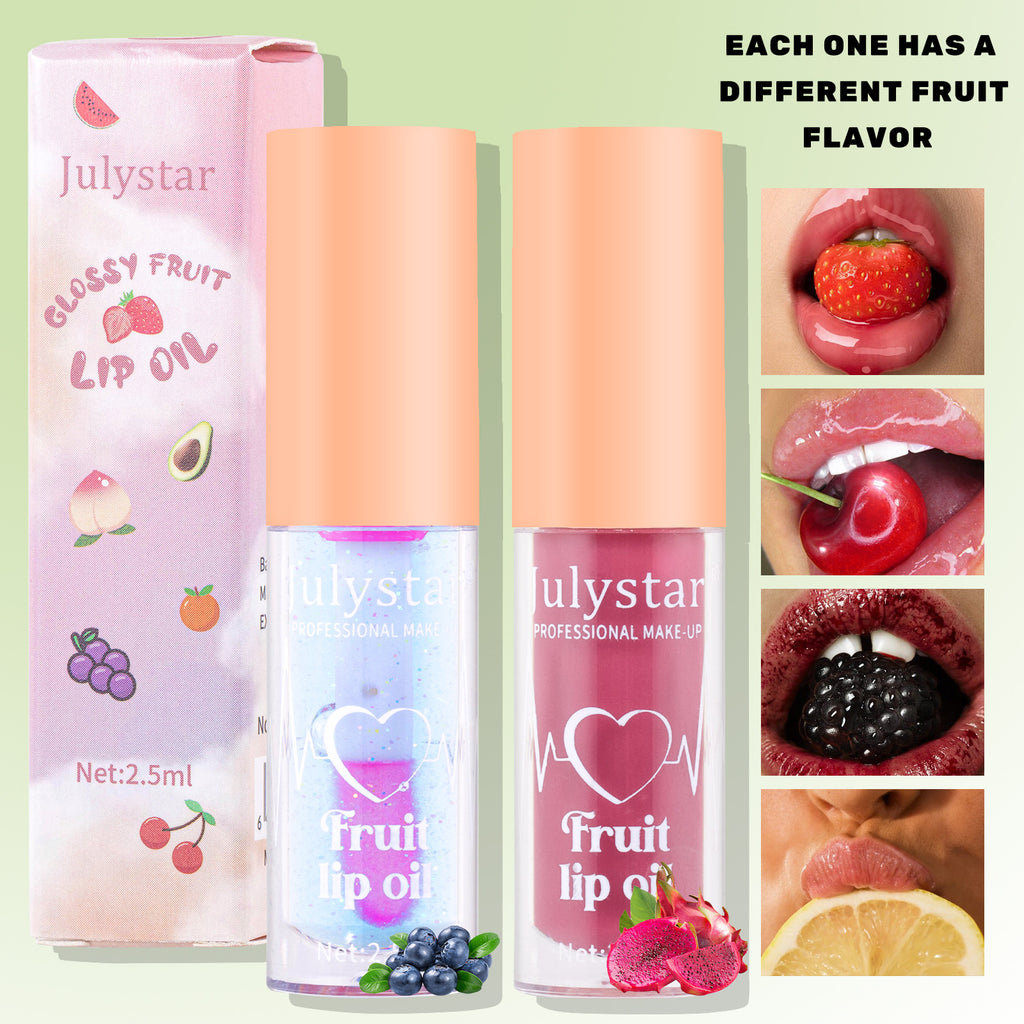 Julystar 20 Colors Fruit Lip Lacquer Water Light Transparent Moisturizing