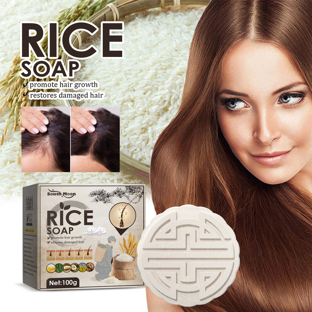 South Moon Rice Shampoo Soap Hair Growth Anti-hair Loss Nourishing Hair Strengthening Deep Cleansing