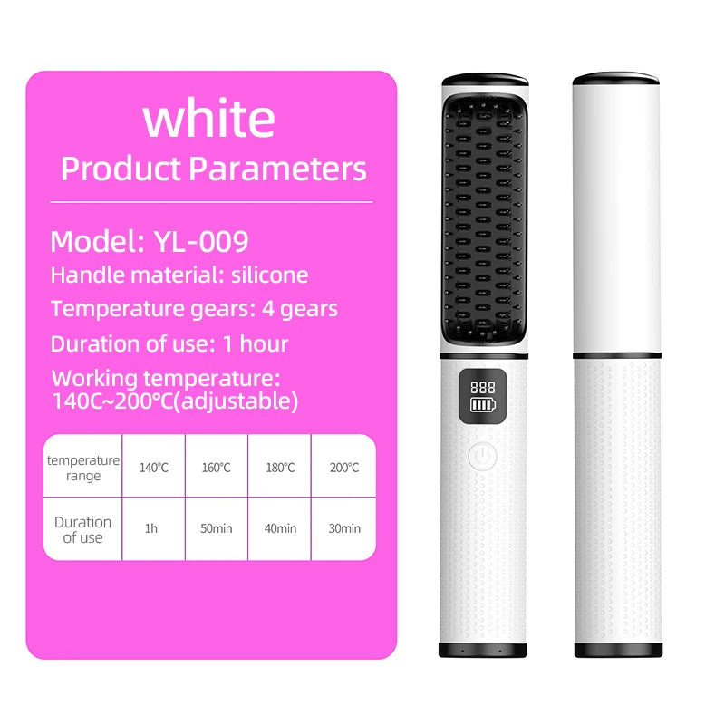 Anion LCD USB Charging Straight Comb Negative Ion Lazy Hair Straightener Curly Hair Dual-use Broken Hair Finishing