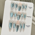 Ice-transparent Blue Crystal Cat-eye Pearl Brightening Nail Stickers