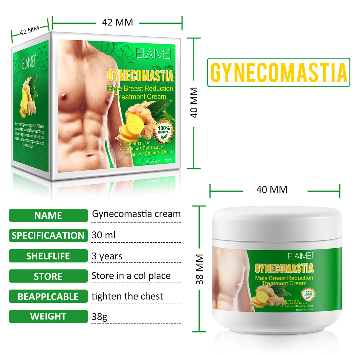 Elaimei Men Chest Firming Cream Sports Fitness Exercise Leisure