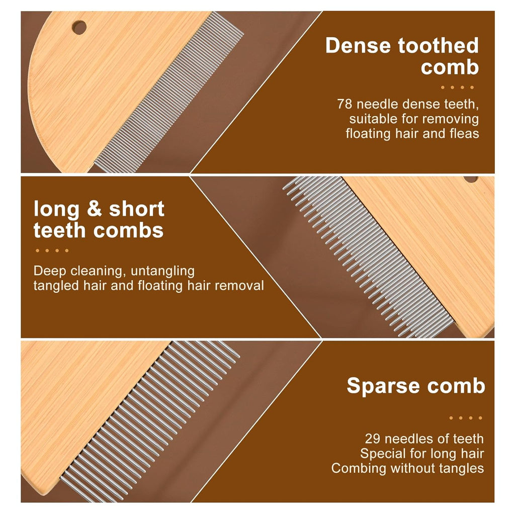 Flea Comb For Cats Wooden Cat Comb Pet Comb With Rounded-Tip Teeth Tangles And Loose Fur Grooming Comb Tool For Cats Dogs And Rabbits Tangled Hair